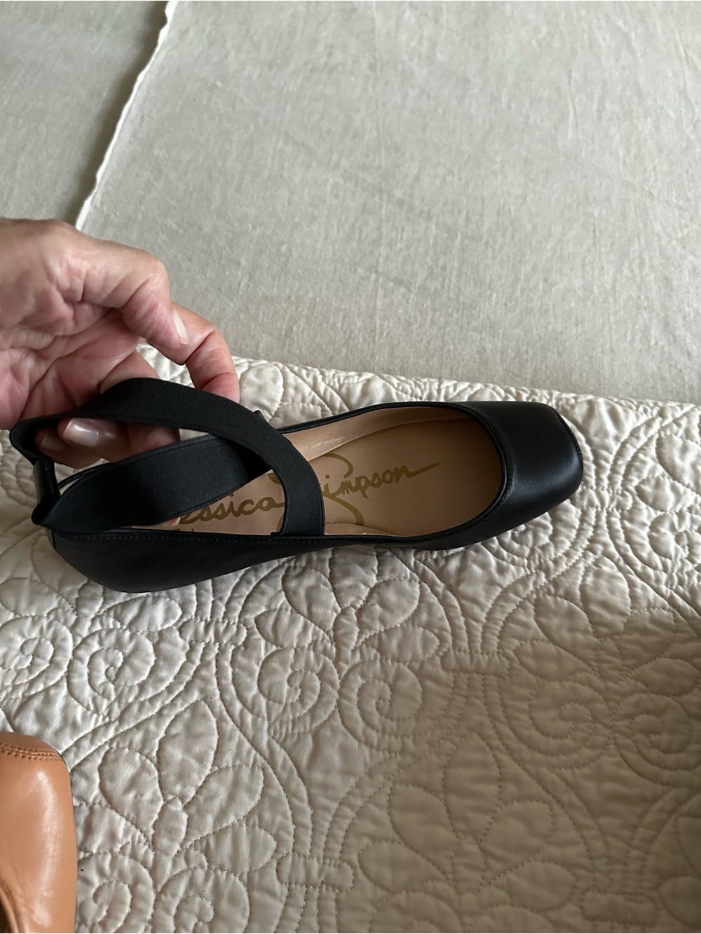 Jessica Simpson Black Elastic Slingback Ballet Flat